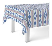 ECOMMERC3 Nappe Toile cirée Lavable Ronde 140 cm Majorque Multicolore | Pour la table ronde, anti-taches, protège des rayures et de l'humidité, bords bien finis