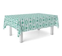 ECOMMERC3 Nappe Toile cirée Lavable Ronde 140 cm Majorque Turquoise | Pour la table ronde, anti-taches, protège des rayures et de l'humidité, bords bien finis