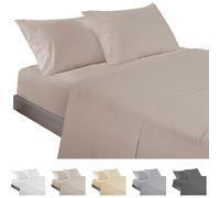 ECOMMERC3 Parure de lit 3 pièces 100% fabriquée en Espagne avec Drap-Housse, Drap Plat et 1 taie d'oreiller, Couleur Terre, Drap-Housse Extra Doux et léger