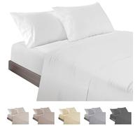 ECOMMERC3 Parure de lit 4 pièces pour lit de 150 cm, 100% fabriquée en Espagne, avec Drap, Drap Plat et 2 taies d'oreiller de 45 x 85 cm, Blanc