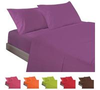 ECOMMERC3 Parure de lit 4 pièces pour lit de 180 cm, 100% fabriquée en Espagne, avec Drap, Drap Plat et 2 taies d'oreiller de 45 x 100 cm, Couleur Lilas