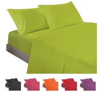 ECOMMERC3 Parure de lit 4 pièces pour lit de 180 cm, 100% fabriquée en Espagne, avec Drap, Drap Plat et 2 taies d'oreiller de 45 x 100 cm, Couleur Pistache
