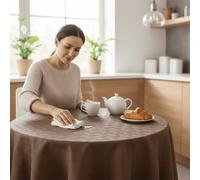 ECOMMERC3 Protège Table sous Nappe Ronde 140 cm Coleur Brun antidérapant, Antichoc et imperméable, 100% fabriqué en Espagne