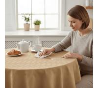 ECOMMERC3 Protège Table sous Nappe Ronde 140 cm Coleur Chameau antidérapant, Antichoc et imperméable, 100% fabriqué en Espagne