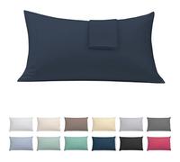 ECOMMERC3 Taie d'oreiller 90 cm Extra Douce et Confortable - Housse de Coussin Couleur Marine 100% fabriquée en Espagne, Respirante, Facile à Laver