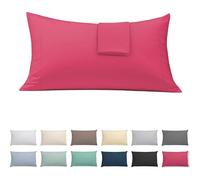 ECOMMERC3 Taie d'oreiller 90 cm Extra Douce et Confortable - Taie d'oreiller Couleur Cerise 100% fabriquée en Espagne, Respirante, Facile à Laver