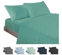 ECOMMERC3 Underzy Parure de lit 4 pièces 100% fabriquée en Espagne avec Drap, Drap Plat et 2 taies d'oreiller de 45 x 85 cm, Couleur Aigue-Marine