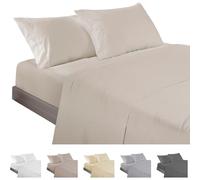 ECOMMERC3 Underzy Parure de lit 4 pièces 100% fabriquée en Espagne avec Drap, Drap Plat et 2 taies d'oreiller de 45 x 100 cm, Beige