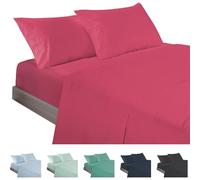 ECOMMERC3 Underzy Parure de lit 4 pièces 100% fabriquée en Espagne avec Drap, Drap Plat et 2 taies d'oreiller de 45 x 100 cm, Couleur Cerise