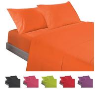 ECOMMERC3 Underzy Parure de lit 4 pièces avec draps, Drap Plat et 2 taies d'oreiller de 45 x 85 cm, 100% fabriquée en Espagne Orange
