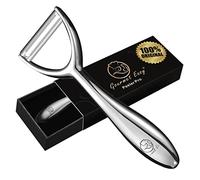Économe en inox de haute qualité pour fruits et légumes I Eplucheur avec lame ultra-tranchante convenant comme eplucheur de pommes de terre et d'asperges avec poignée ergonomique et antidérapante.