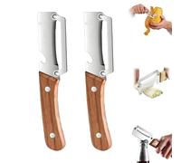 Économe Légumes Et Éplucheur Multifonction À Manche Bois, Éplucheur Pomme De Terre Lame Inox, Coupe Julienne, Grattoir À Écailles Et Ouvre-Bouteille Outil De Cuisine, 2Pc (A)