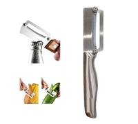Économe Multifonction Inox Manche Bois Râpe Fruit Légume Cannage Outil Cuisine Coupe Éplucheur Ambidextre (Tout acier)