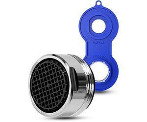 Economiseur d'Eau pour Robinet M24 en Laiton Chromé - Mousseur Anticalcaire avec e Montage - Aerateur Robinet Economie d'Eau - Économisez Jusqu'à 60% d'eau et d'énergie - Débit d'eau 5 L/min