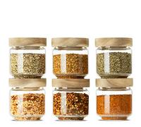 Econovo® Lot de 6 bocaux à épices en verre borosilicate avec couvercle 150 ml - Bocaux de conservation hermétiques pour épices et aliments