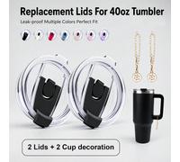 EcoNymphal 2 paquets de couvercles à rabat pour gobelet de 40oz/1200ml, couvercle de paille de remplacement anti-déversement avec capuchon à rabat, ajustement universel pour la plupart des tasses de v