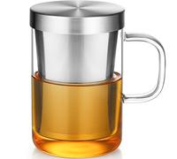 ecooe 500ml Tasse à thé Verre de thé Borosilicate avec Infuseur | amovible en acier inoxydable 18/10, verre borosilicate, mug à thé, 500 ml (capacité totale), pour thé en vrac ou en sachets