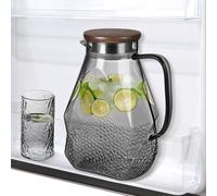 ecooe Carafe en verre 1.8L Carafe à eau avec couvercle Noir