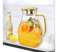 Ecooe Carafe en verre 1.8L Carafe à eau en acier inoxydable Couvercle Pichet de réfrigérateur
