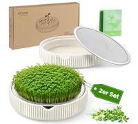 ecooe Kresse Lot de 2 bols de culture - Ø 13 cm - Tamis à cresses avec tamis en acier inoxydable - Bac de germination avec instructions de plantation (français non garanti) - Bol de culture