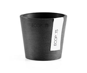 Ecopots Amsterdam Mini pot de fleurs rond durable et moderne en composite recy ris foncé 7,6 cm