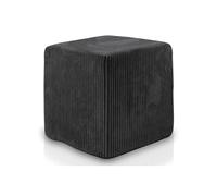 Ecopuf Block Pouf repose-pieds en tissu velours à côtes - Entièrement déhoussable - Pouf carré rembourré pour intérieur Dim 40 x 40 cm, Gris Foncé Sz90