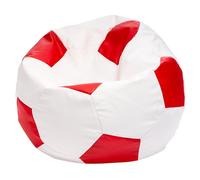 Ecopuf Football Pouf M - Chambre Ballon de Foot en Simili Cuir - Génial pour Les Fans de Football, Les Enfants - Salon - Fauteuil Gaming - 65x45cm, Rouge E6