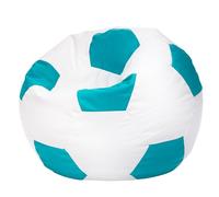 Ecopuf Football Pouf M - Chambre Ballon de Foot en Simili Cuir - Génial pour Les Fans de Football, Les Enfants - Pouf Salon - Fauteuil Gaming - 65x45cm, Turquoise E20