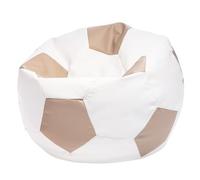 Ecopuf Football Pouf M - Chambre Ballon de Foot en Simili Cuir - Génial pour Les Fans de Football, Les Enfants - Salon - Fauteuil Gaming - 65x45cm, Beige E17