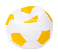 Ecopuf Football Pouf M - Chambre Ballon de Foot en Simili Cuir - Génial pour Les Fans de Football, Les Enfants - Pouf Salon - Fauteuil Gaming - 65x45cm, Jaune Citron E18