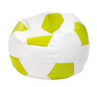 Ecopuf Football Pouf M - Chambre Ballon de Foot en Simili Cuir - Génial pour Les Fans de Football, Les Enfants - Salon - Fauteuil Gaming - 65x45cm, Vert Pomme E16