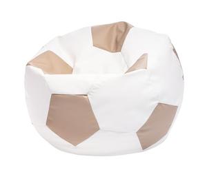 Ecopuf Football Pouf M - Chambre Ballon de Foot en Simili Cuir - Génial pour Les Fans de Football, Les Enfants - Salon - Fauteuil Gaming - 65x45cm, Beige E17