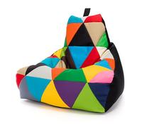 Ecopuf - Keiko Patchwork Pouf Fauteuil Extérieur Imperméable - Bille Polystyrène Remplissage Pouf - Fauteuil Relax Salon - Décoration Maison - Taille du Fauteuil M - 100x80x85 cm, Noir Nc14