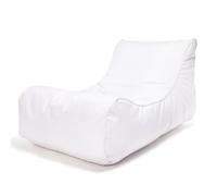 Ecopuf - Master Polyester Canapé Pouf Outdoor Chaise Longue - Pouf Fauteuil avec Pochette de Rangement et Poignée - Fauteuil Relax Salon - 115x65x60cm, Blanc Nc3