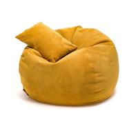 ECOPUF - Pouf Dot Peluche - Pouf Salon, Chambre, Puff Poire - Meuble Chambre Confortable pour Détente et Déco Moderne - Remplissage Durable EPS - Pouffe, Pouff Design Pratique et Chic - Moutarde