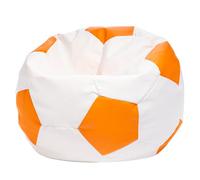 Ecopuf Pouf Football M - Fauteuil de jeu en simili cuir - Idéal pour les fans - salon - enfants - 65 x 45 cm, Orange E4