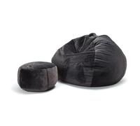 Ecopuf Yeti | Pouf déhoussable XL | Pouf en Fourrure synthétique très Douce | Fauteuil avec Repose-Pieds et poignée Pratique | Fauteuil Relax 100 x 50 cm
