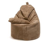 Ecopuf Yoko Pouf Fauteuil Sac avec Rembourrage et Coussin en Tissu Velours côtelé Puf Chaise Gaming Puff Relax Siège moulé et poignée Confortable
