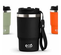 ECOROOTS Thunder - Bouteille Isotherme 470 ml | Gobelet Acier Inox. Sans BPA | Couvercle 3 en 1 Antifuite avec Paille | Pour Café, Eau Fraîche et Plus | Idéale comme Cadeau (NOIR ANTHRACITE)