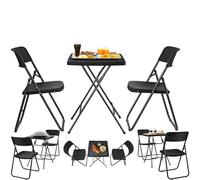 ecosa Ensemble de bistrot 3 pièces - Table de balcon avec 2 chaises - Table de jardin pliable - Ensemble de meubles de balcon - Résistant aux intempéries - Aspect rotin - En PVC Oxford 600D robuste