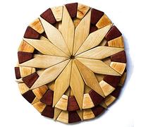 ECOSALL Natural Wood Trivets for Hot Dishes, Table and Kitchen Counter Set of 2 - Made in Ukraine Sturdy and Durable 7-inch Wooden Kitchen Hot Pads. Festive Design Table Décor - Kitchen Gift Idea