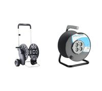 Ecosei chariot dévidoir Claber avec cadre aluminium robuste et léger & Electraline 2085912UI Enrouleur Bricolage VIDE (capacité 50m), Noir
