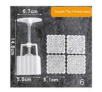 ECOSWAY Carré/Rond Mooncake Moule Main Pression Fabriquant Moule avec Fleur Timbres Plastique Cookies Couteau - 6