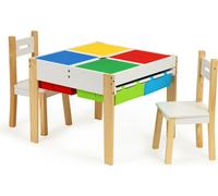 ECOTOYS Table en bois pour enfants avec plateau et deux chaises