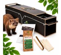 EcoTraps Piège à martres vivants 80 cm - En bois imperméable à l'eau - Piège à martres - Piège à martres - Piège à martres avec pince, gants en aluminium, leurres et manuel d'utilisation (français non