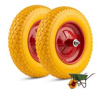 ECOVELO 2 Roues Pour Carriola 3.50-8 Pneus Pleins Antivol Antipanne Jaune PU