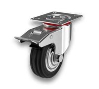 ECOVELO Roues pivotantes 85 mm avec frein, roulettes en caoutchouc silencieux pour chariot à chargement lourd, appareils électroménagers, établi de travail (1)