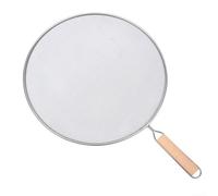 Écran anti-éclaboussures de cuisine pour la friture, grille de protection contre l'huile en acier inoxydable avec poignée en bois, design évent de vapeur pour une cuisson sûre 33 cm (33 cm)