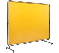 Écran de soudage avec cadre, écran de soudage 6' x 8', écran de protection de soudage en vinyle ignifuge sur 4 roulettes pivotantes (2 verrouillables), mobile et professionnel pour atelier/industrie,