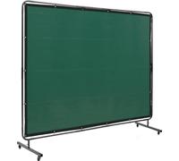Écran de soudage avec cadre, écran de soudage de 1,83 m x 2,44 m, écran de protection de soudage en vinyle ignifuge sur 4 roulettes pivotantes (dont 2 verrouillables), mobile et professionnel pour ate